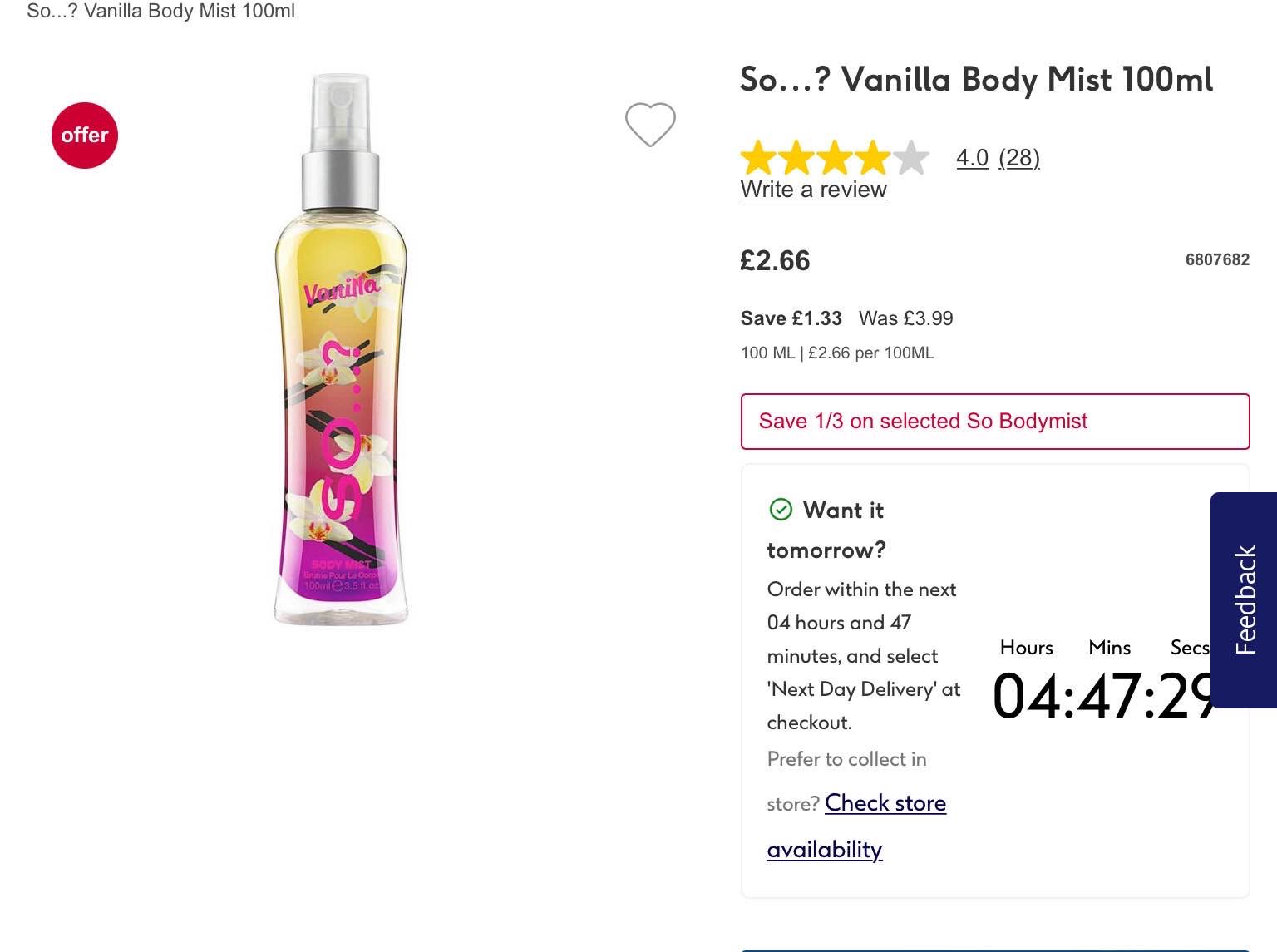 So...? Vanilla Body Mist 100ml