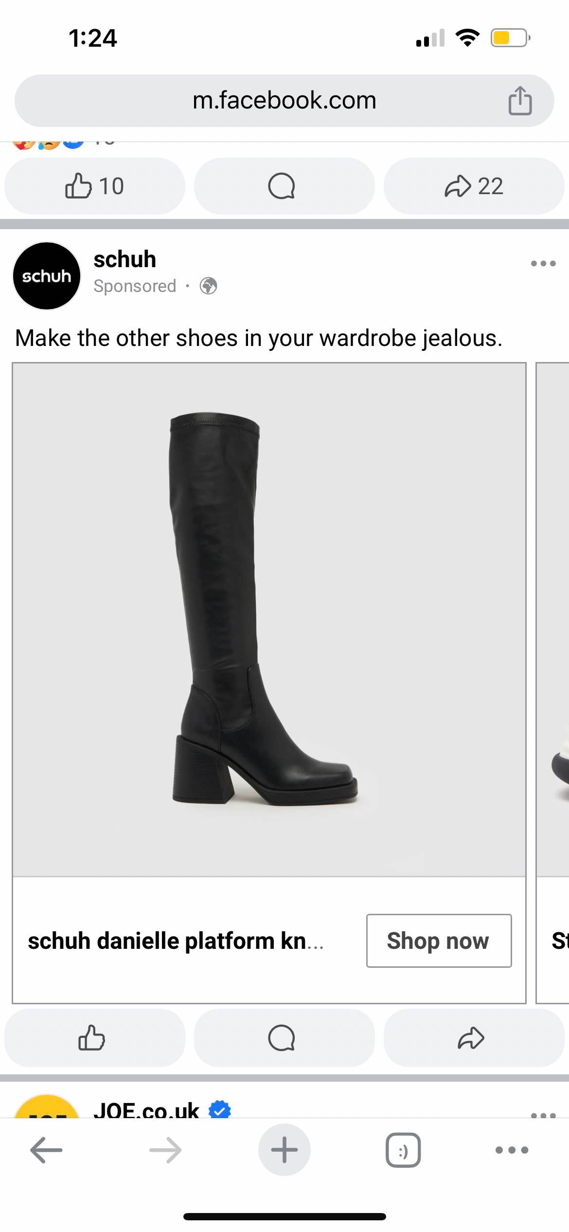 schuh danielle platform knee boots in black