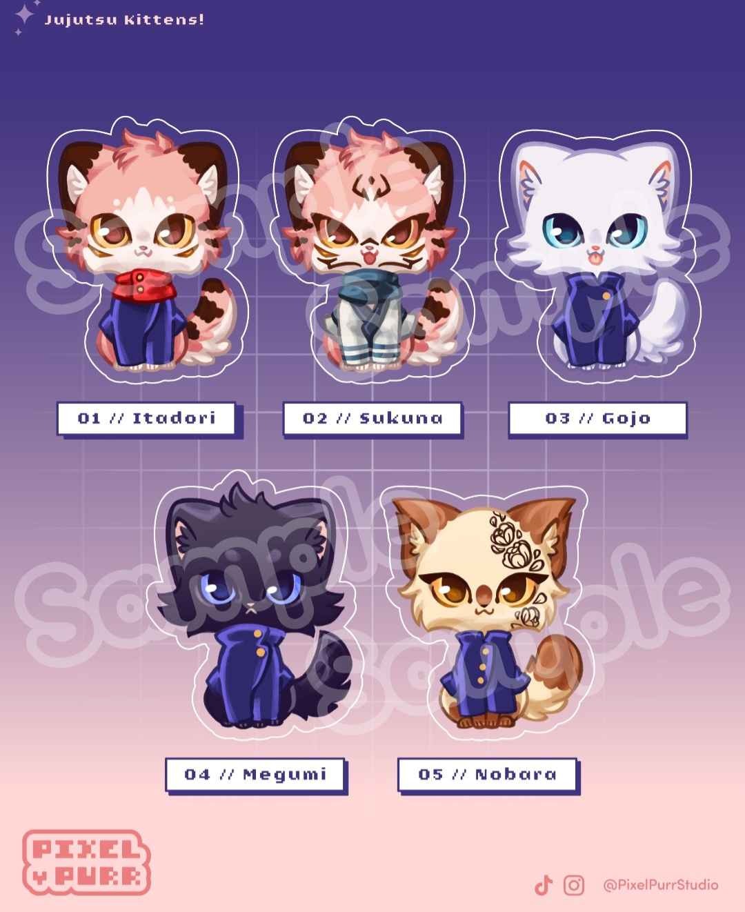 Jujutsu Kittens! Acrylic Keychains || 20 Designs / JJK Anime Inspired