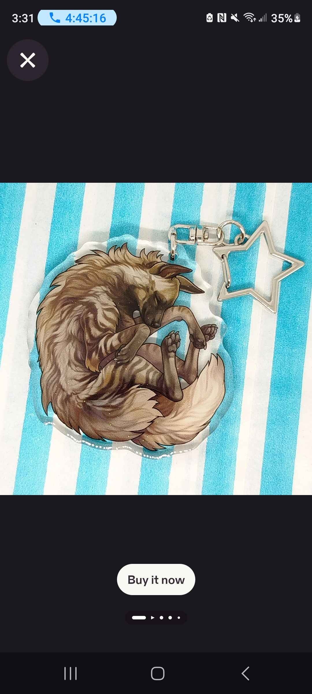Sleepy Striped Hyena Acrylic Keyring charm