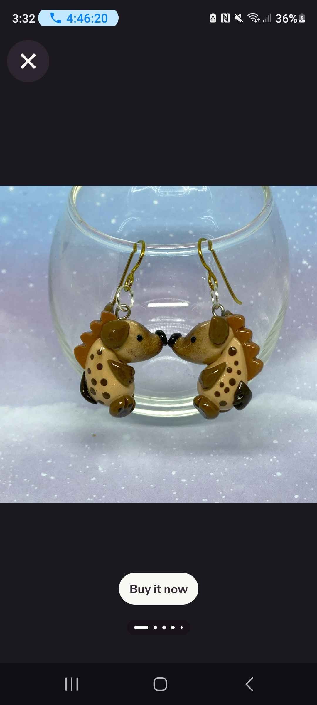 Handmade Polymer Clay Hyena Earrings, Animal Jewelry, Whimsical Design
