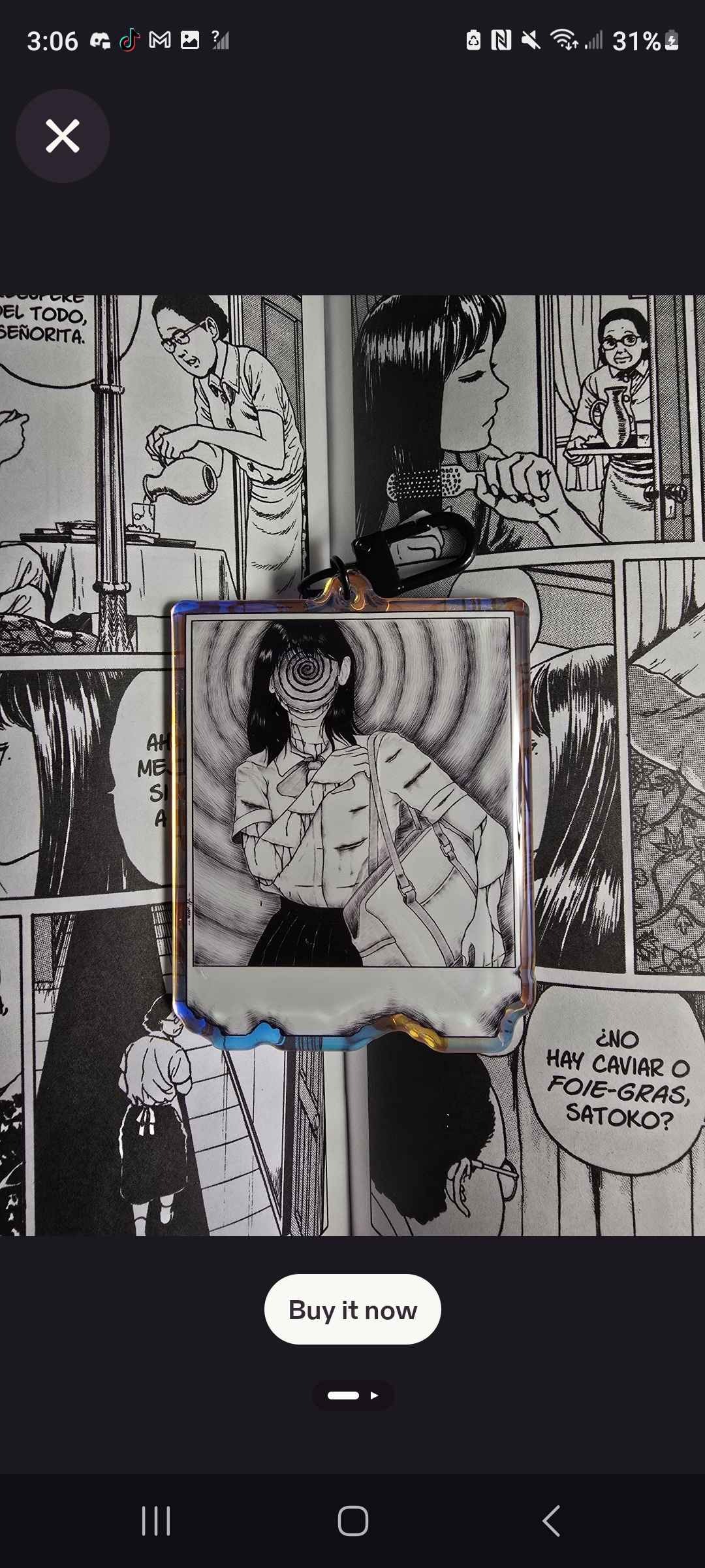 Junji Ito's Uzumaki Polaroid Keychain (Original fanart)