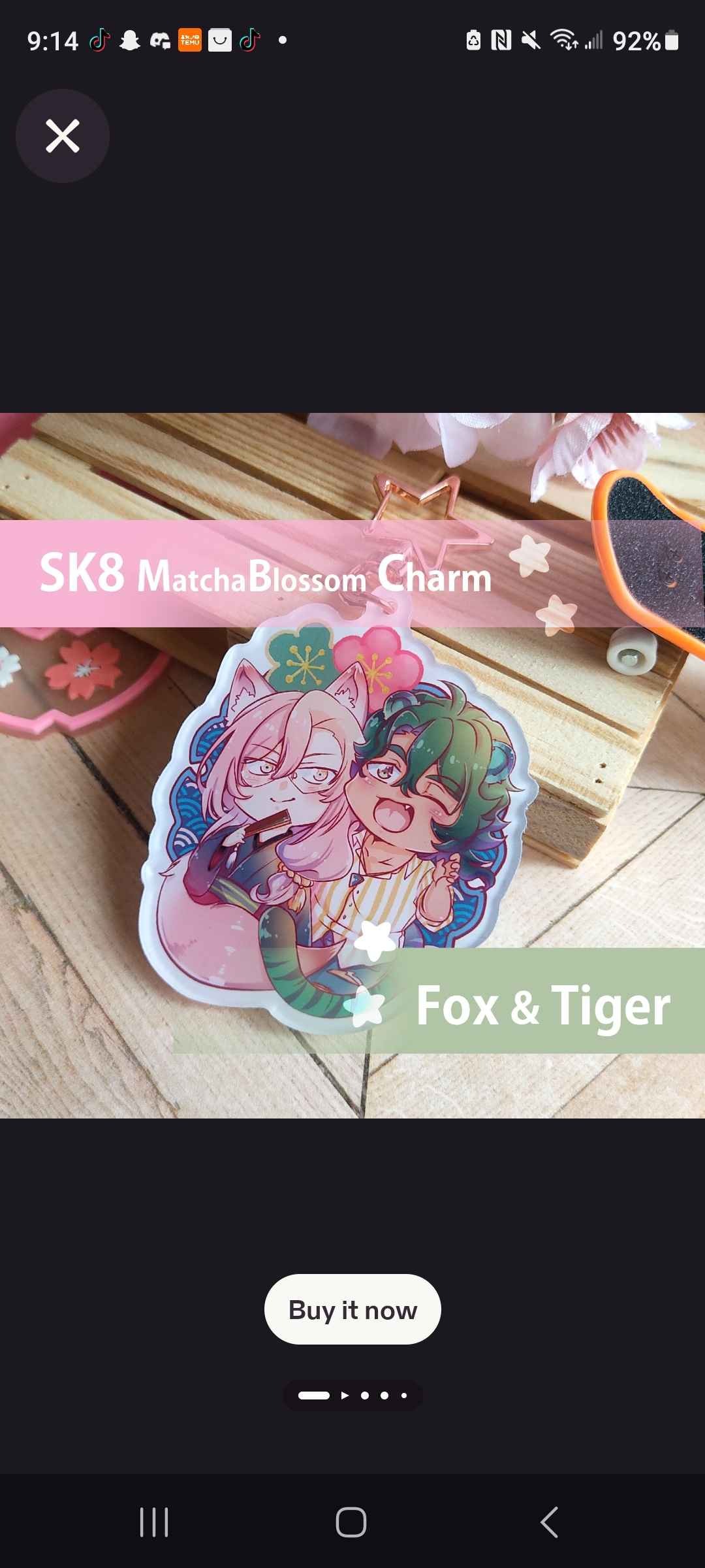 Charms - Sk8 -Fox & Tiger Matchablossom - Joecherry 7cm charms