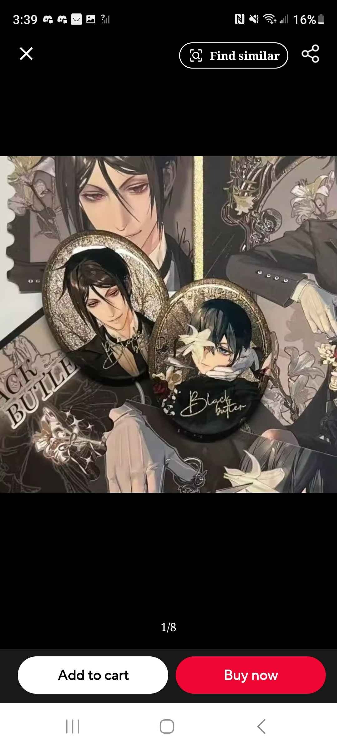 Black Butler Ellipse Badges Ciel Sebastian Pins Kawaii Brooch Anime Goods Collection Bag Accessories Cute Ornament Friend Gift