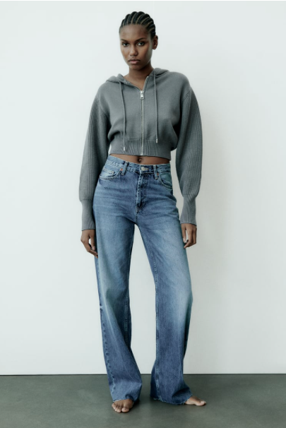 WIDE-LEG-JEANS MIT HOHEM BUND – TRF