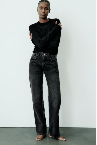 WIDE-LEG-JEANS MIT MITTELHOHEM BUND - TRF FULL LENGTH
