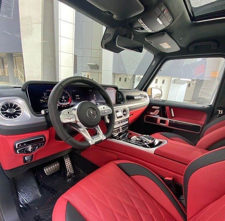 white mag Mercedes red interior