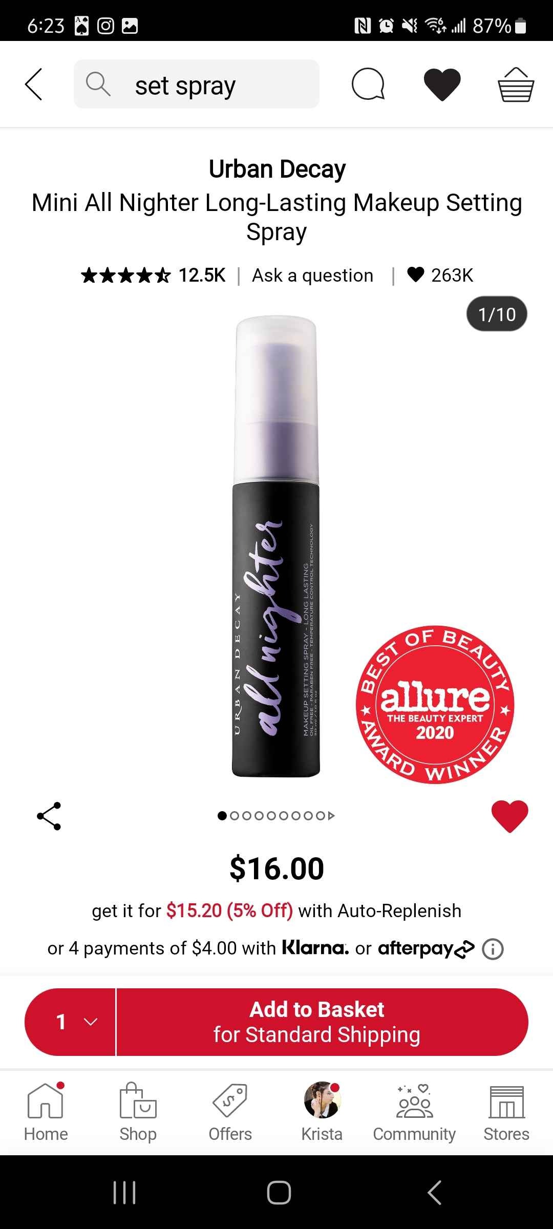 Urban Decay Mini All Nighter Setting Spray