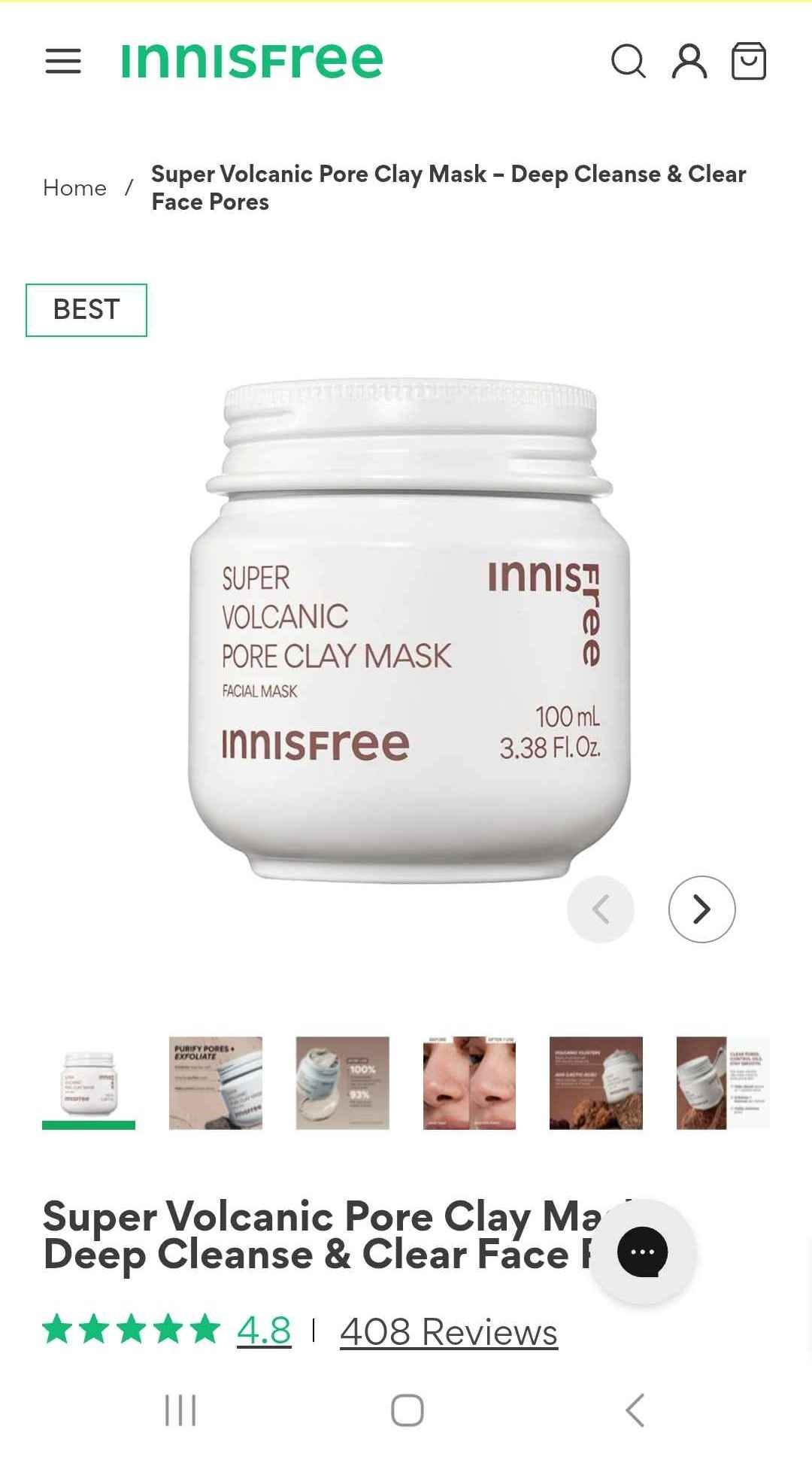 Super Volcanic Pore Clay Mask – Deep Cleanse &amp; Clear Face Pores - Original