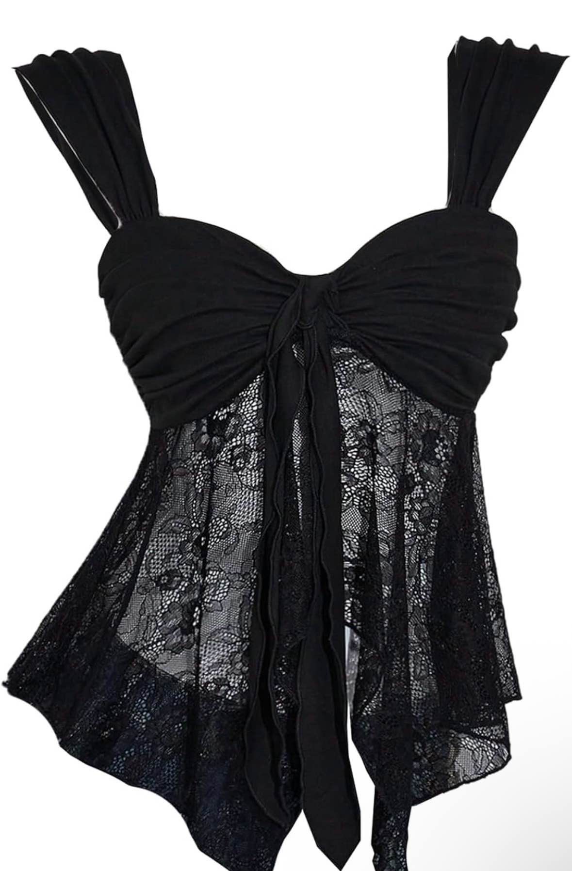 black y2k lace tank top