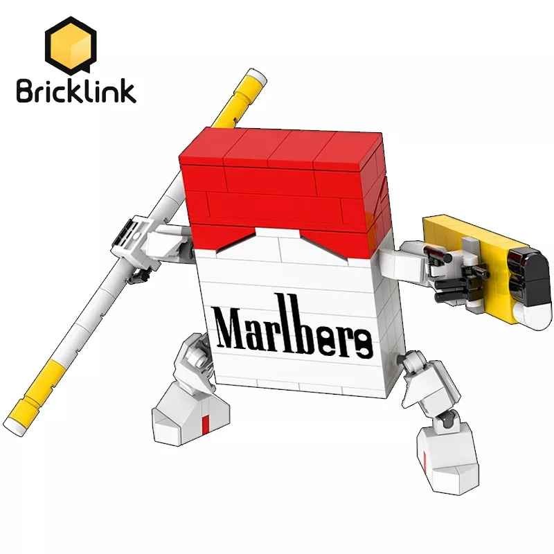 Bricklink Ideas MOC Cigarette Mecha Robot Red Yellow Green DIY Set Creative Building Blocks Toys For Children Gift With BOX