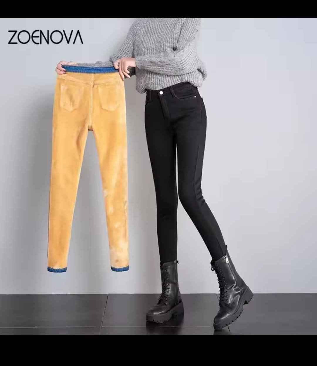 Thick Velvet Jeans Fleece Warm Korean Fashion High Waist Skinny Elastic Pants Jean Casual Legging Winter 2023