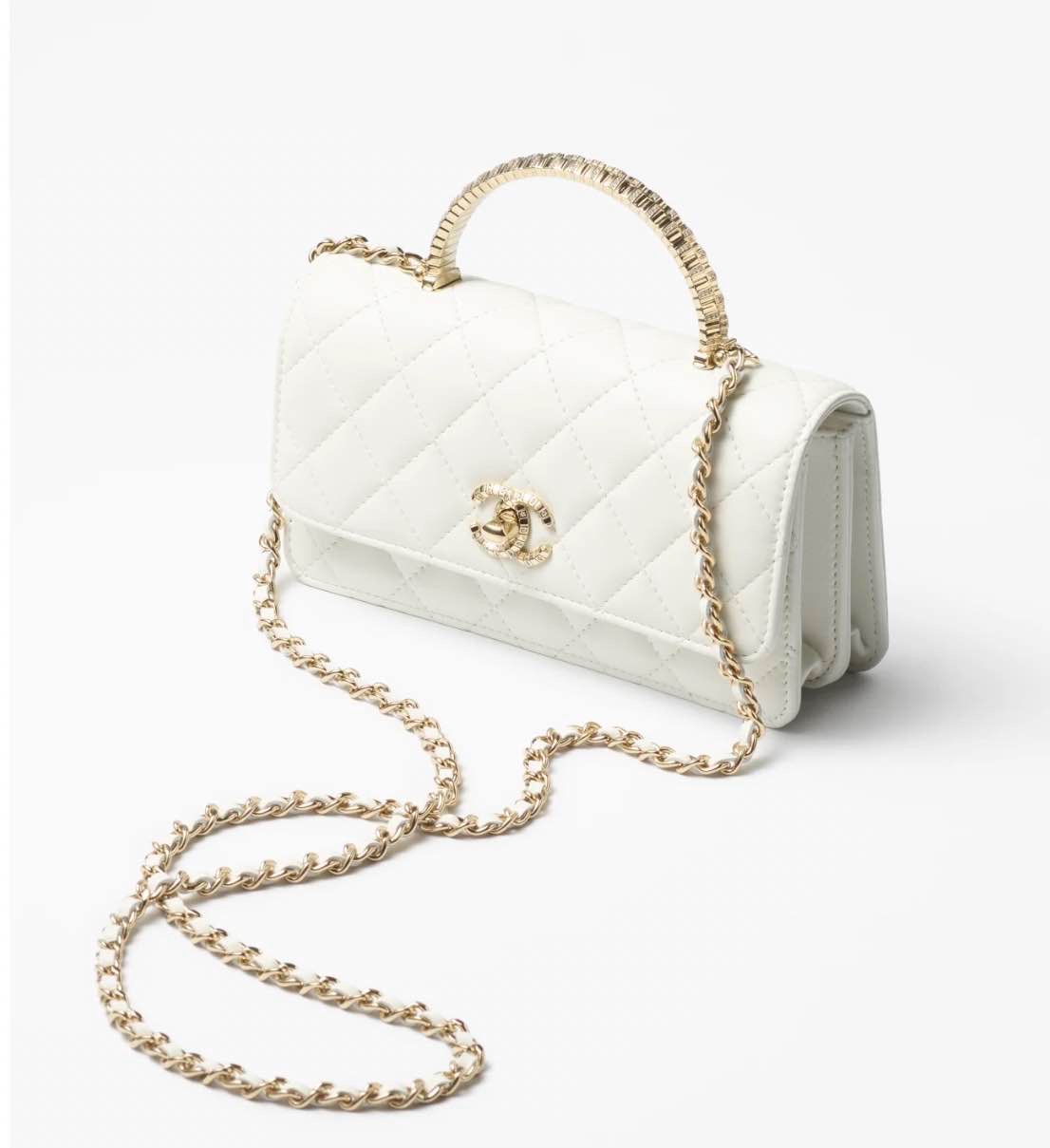 Chanel White Clutch With Chain