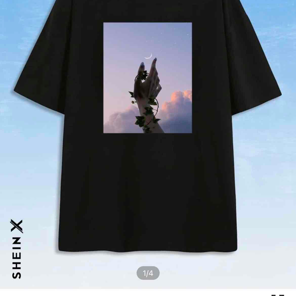 ROMWE X 19Xcv Hand & Moon Print Tee