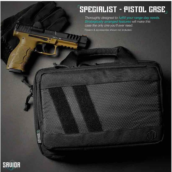 Amazon.com: Savior Equipment Specialist Series Tactical Double Scoped Handgun Firearm Case Discreet Pistol Bag for Outdoor Hunting Shooting Range, Lockable Compartment, Additional Magazine Storage Slots: Sports & Outdoors