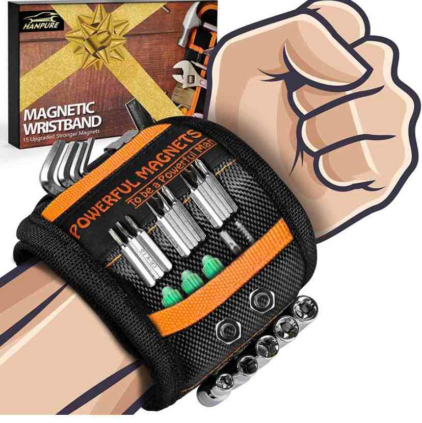 HANPURE Tool Gifts for Men Stocking Stuffers - Magnetic Wristband for Holding Screws, Wrist Magnet