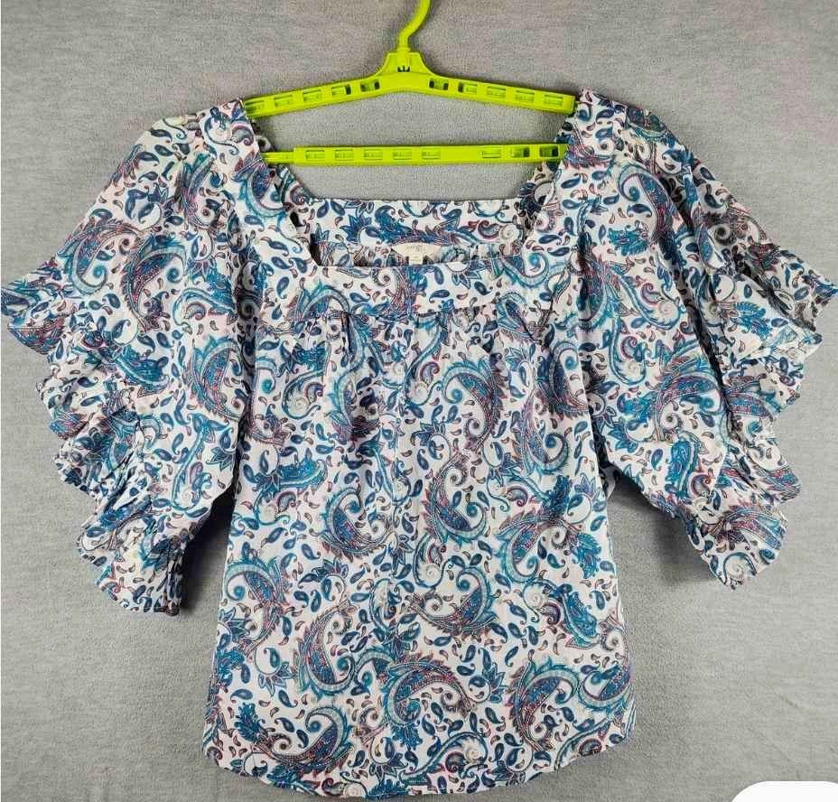 Terra & Sky Top Womens 2X Paisley Boho Flutter Sleeve Lightweight Flirty Plus