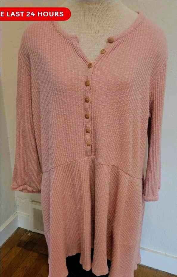 Free People Beach Blossom Button-Up T-Shirt Dress Love in Mist Size L
