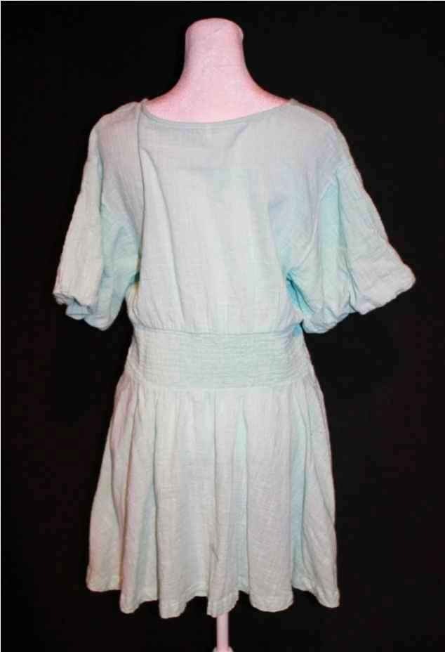 Free People Gauze Dress Anthropologie Seafoam Green Short Sleeve Size Large L