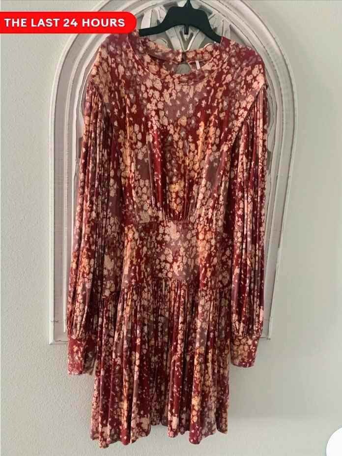 NEW-Free People Mini Dress rust combo size Large