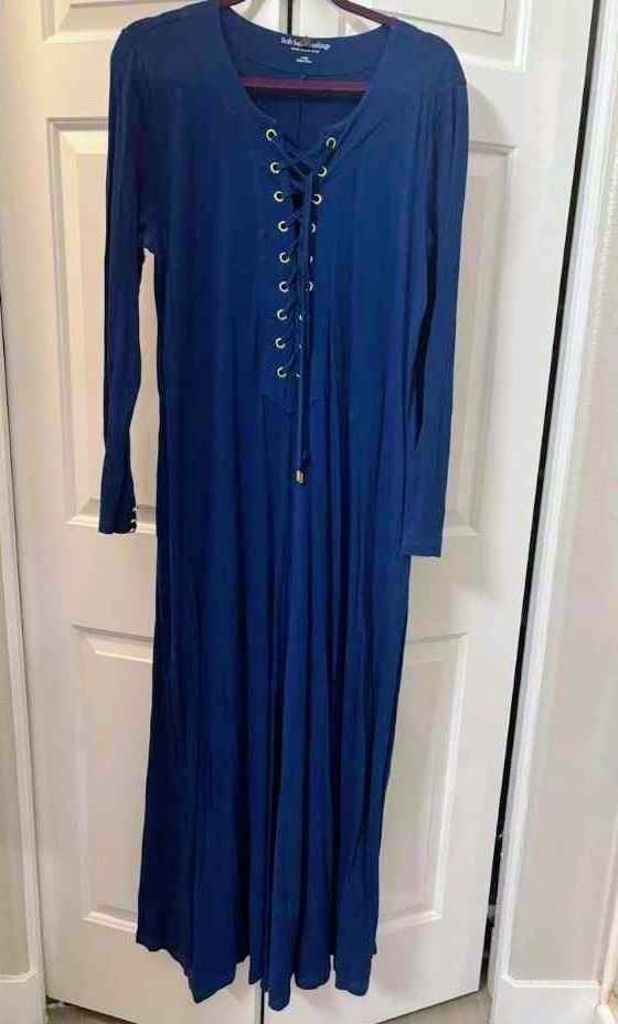 Soft Surroundings Blue Maxi Long dress St Tropez Large corset/lace up style