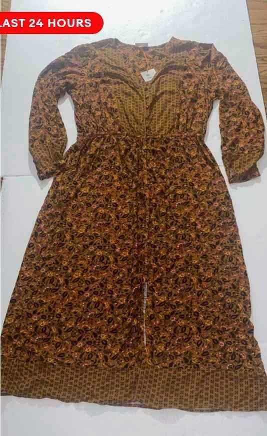 Maxi Prairie Flower Dress By Knox Rose Long Sleeve Button Up With Drawstring XXL