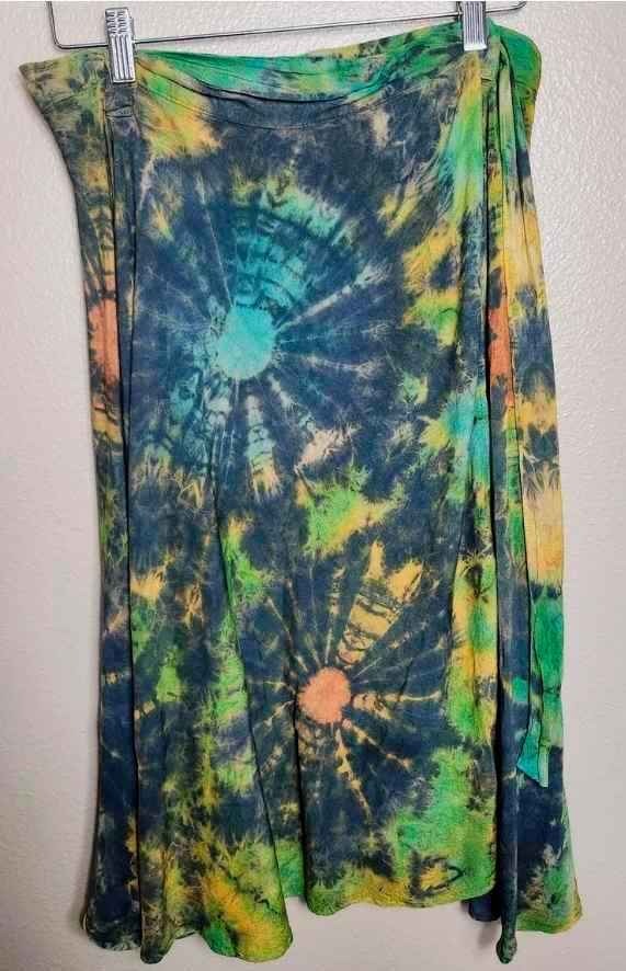Kathmandu Imports Womens Rayon Green Tie Dye Midi Wrap Skirt |OSFM|