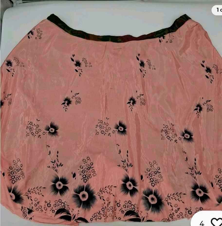 Silk Wrap Skirt Reversible Ganesh Himal Layered One Size Multicolored Boho Vtg