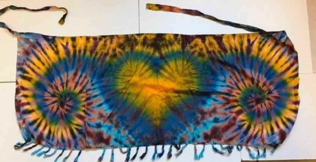 TIE DYE MINI WRAP SKIRT WITH FRINGE NEW ONE SIZE