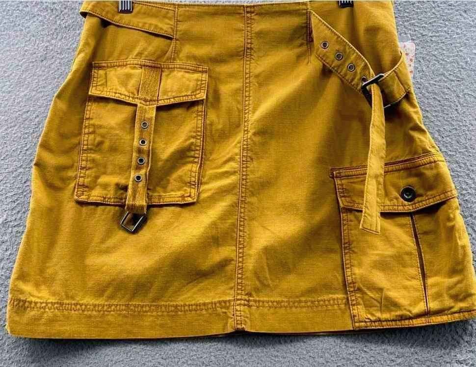 Free People Skirt Womens 12 Brown Yellowish Erika Utility Skirt Honey Babe Boho