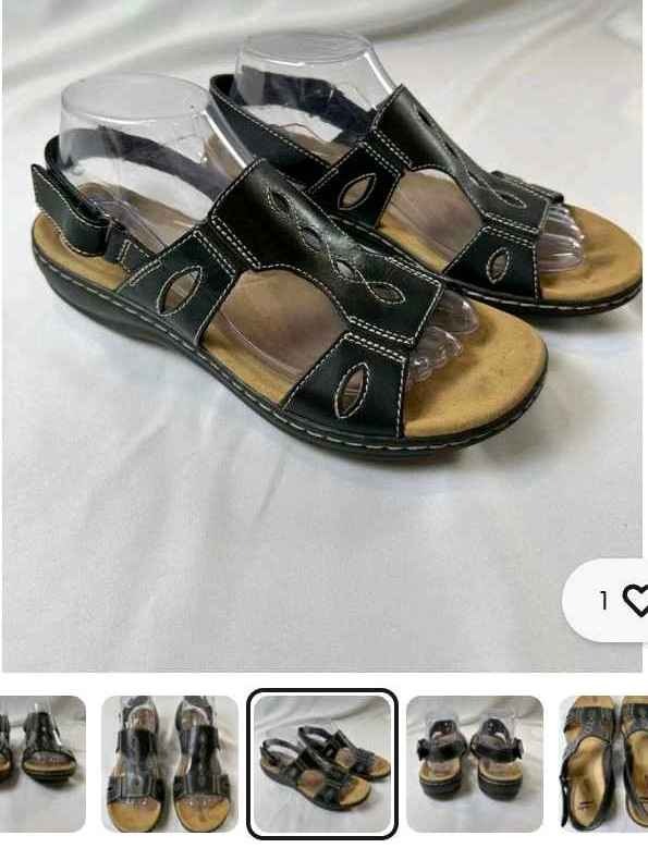 Clarks Collection Leisa Lakelyn Comfort Sandals Womens Black Leather Size 8.5