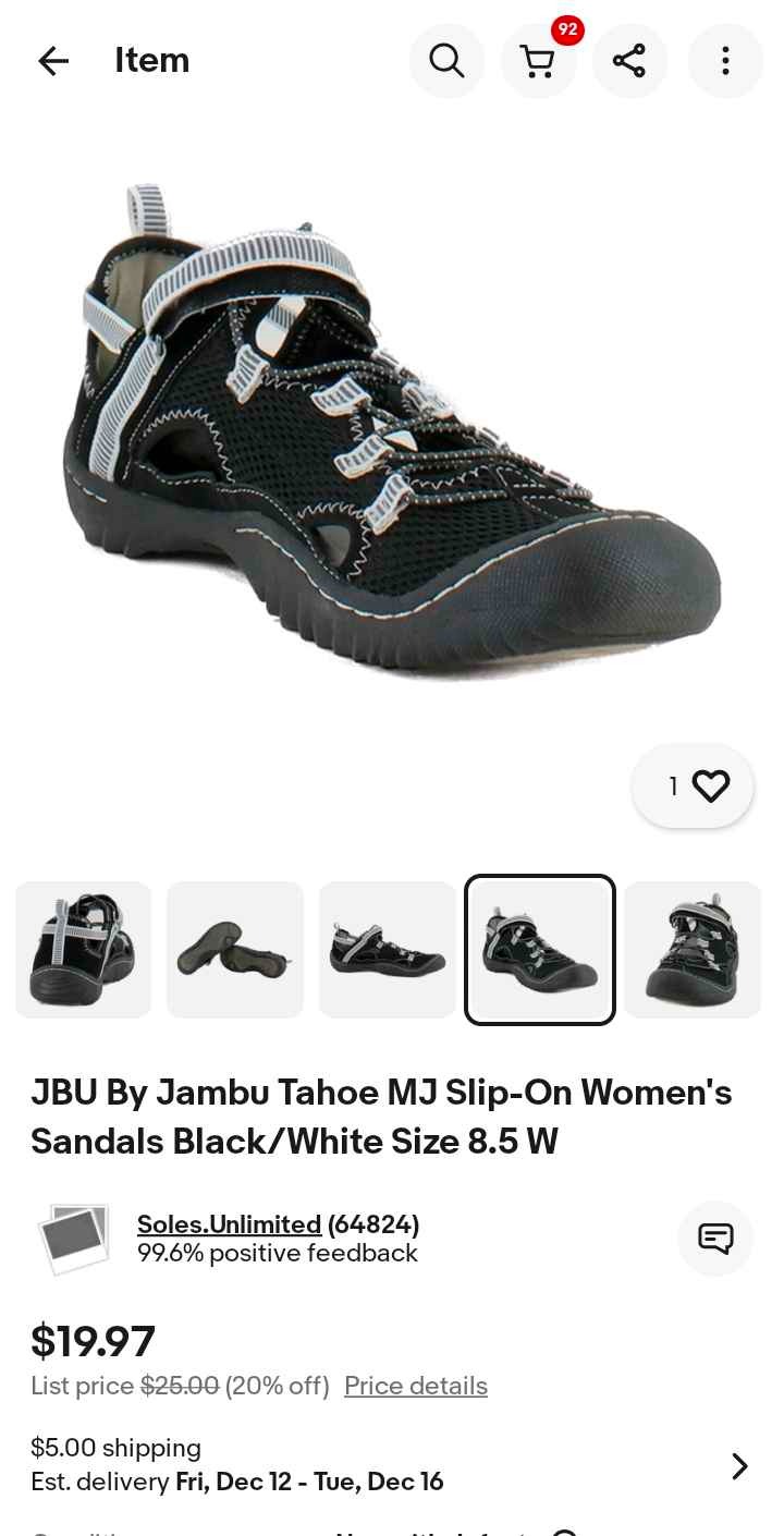 JBU By Jambu Tahoe MJ Slip-On Women's Sandals Black/White