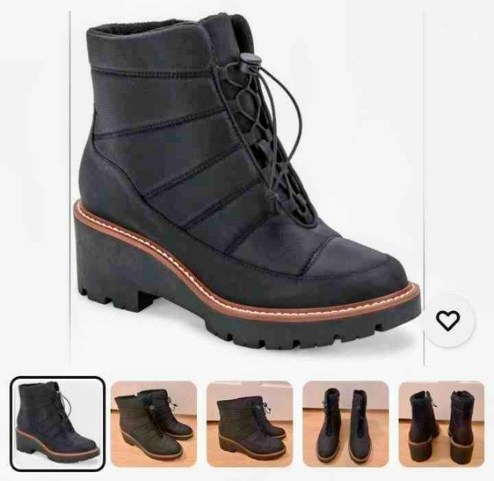 Blondo Black Waterproof Lug Sole Wedge Outdoor Cinch Daisy Ankle Boots Sz 8.5M