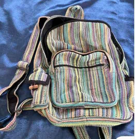 Flying High Multicolor Striped Backpack Zip Closure Adjustable Strap Travel