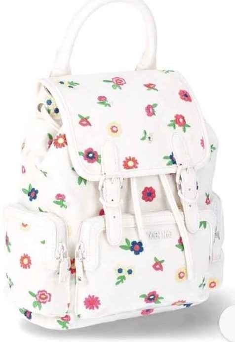 Steve Madden NYC White Floral Embroidered Buckle Flap Backpack Teen/Women Bag