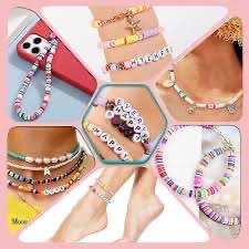 Juego de cuentas de arcilla plana para joyería y pulsera, 0.236 in, 20 colores planos de polímero heishi cuentas DIY artes y manualidades Kit con cuentas de cara sonriente, regalos para niñas de 6 a 12 años
