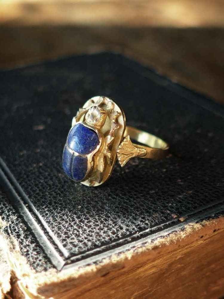 Vintage Lapis Scarab Ring — The Sacred Order