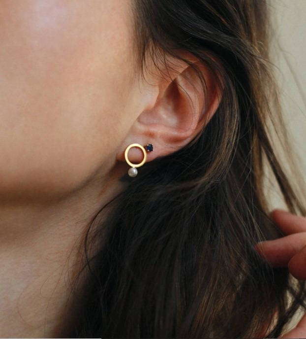 Pearl Hoop Studs - 18k Gold Plated 925 Solid Sterling Silver