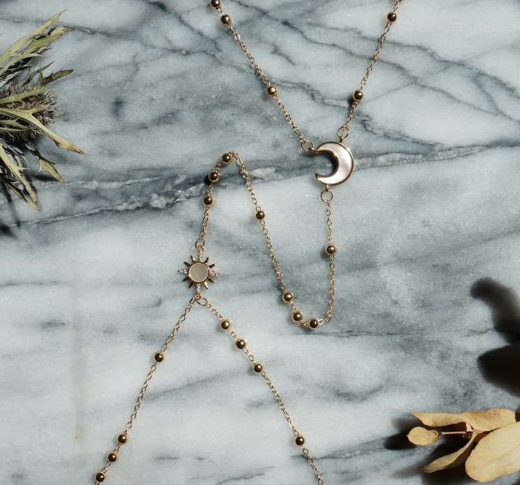 Moon and Star 18k Gold Plated Body Chain