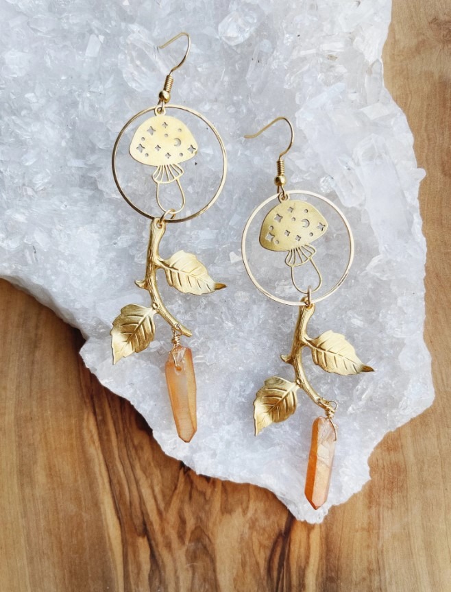 The Sprite's Forest | Peach Quartz Earrings