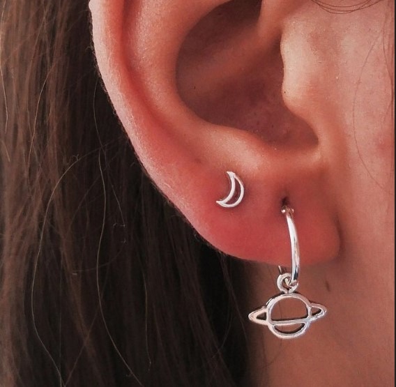 Space hoop earrings. Saturn Earring
