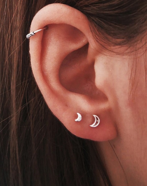 Moon Stud Earrings • Stacking Studs