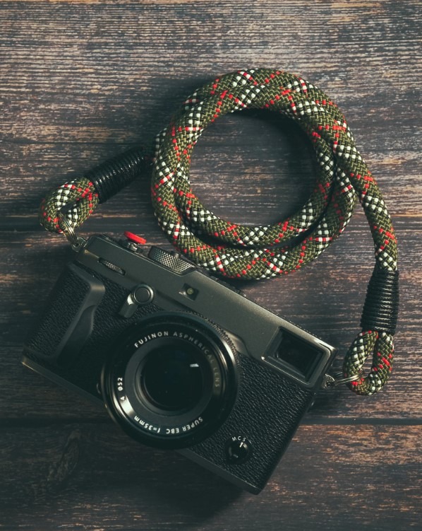 Tartan Olive/Red Handmade Camera Strap