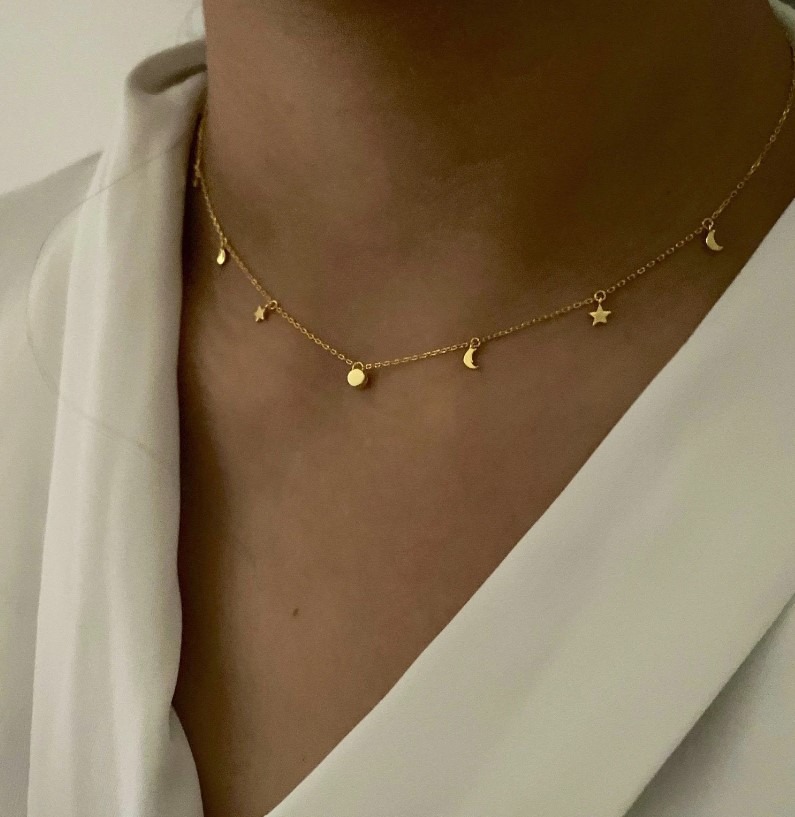 Celestial dainty gold necklace