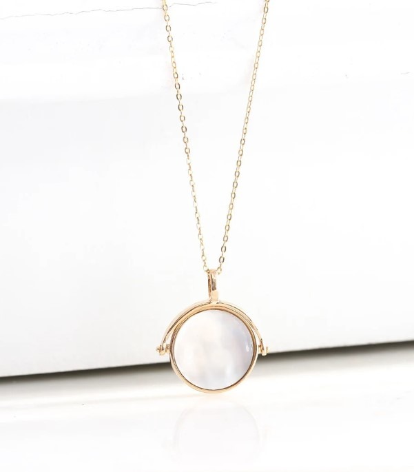Mother of Pearl Gold Personalized Spinner Necklace