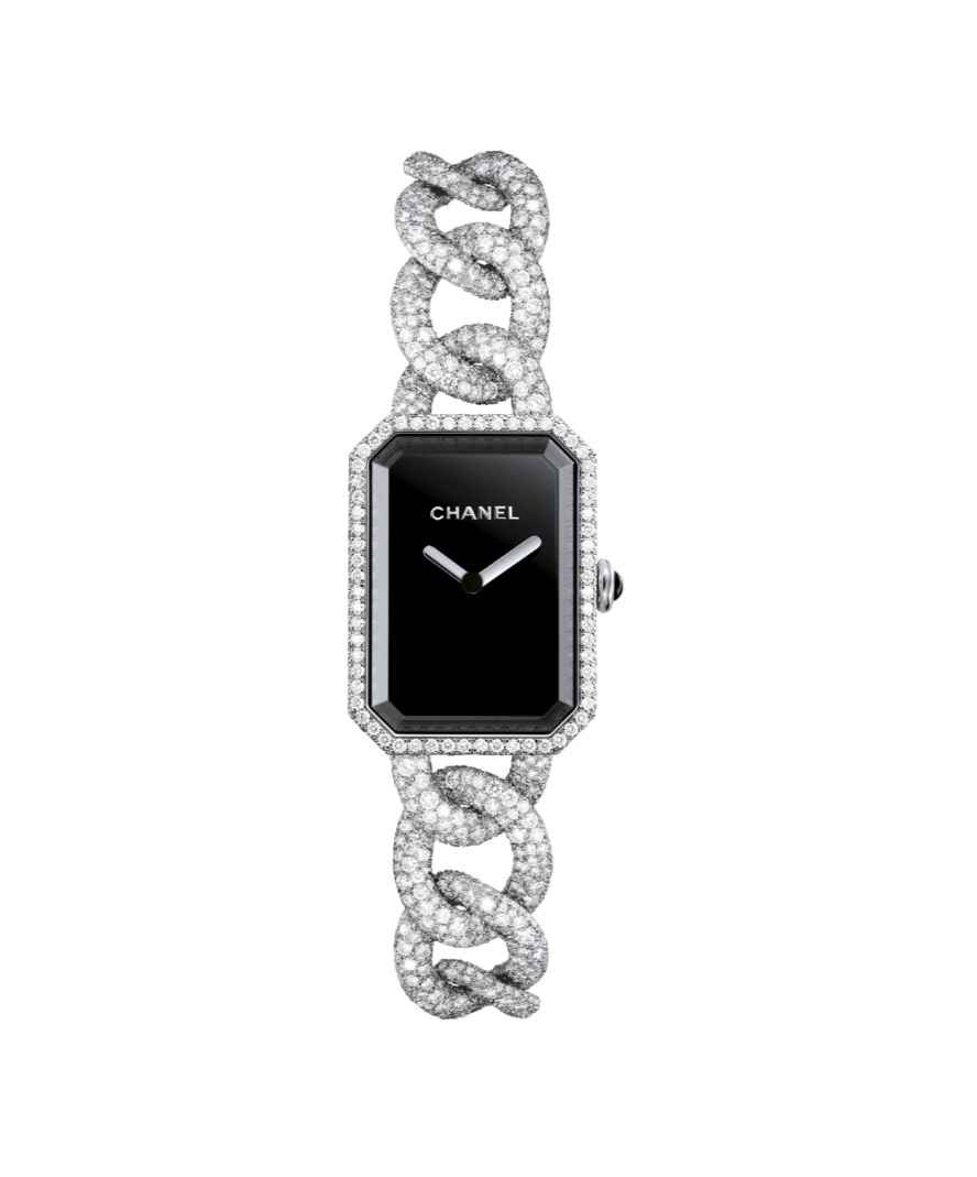CHANEL  Premiere Black Dial Diamond Strap Women's Watch H3291