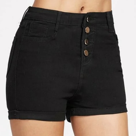 Single Breasted Cuffed Denim Shorts