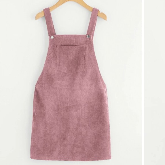 Pocket Front Overall Corduroy Dress