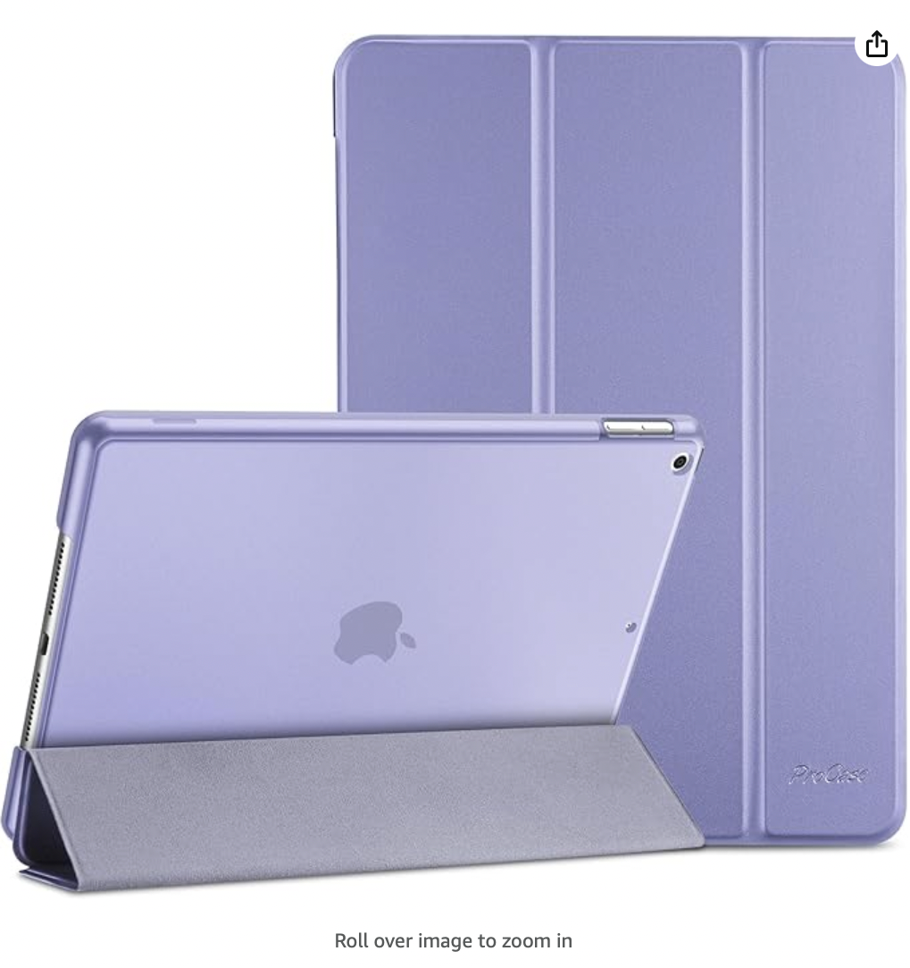 ProCase for iPad 10.2 Case iPad 9th Generation 2021/ iPad 8th Generation 2020/ iPad 7th Generation 2019 Case, iPad Cover 9th Generation Slim Hard Back Smart Cover for 10.2 iPad Case -Lightpurple