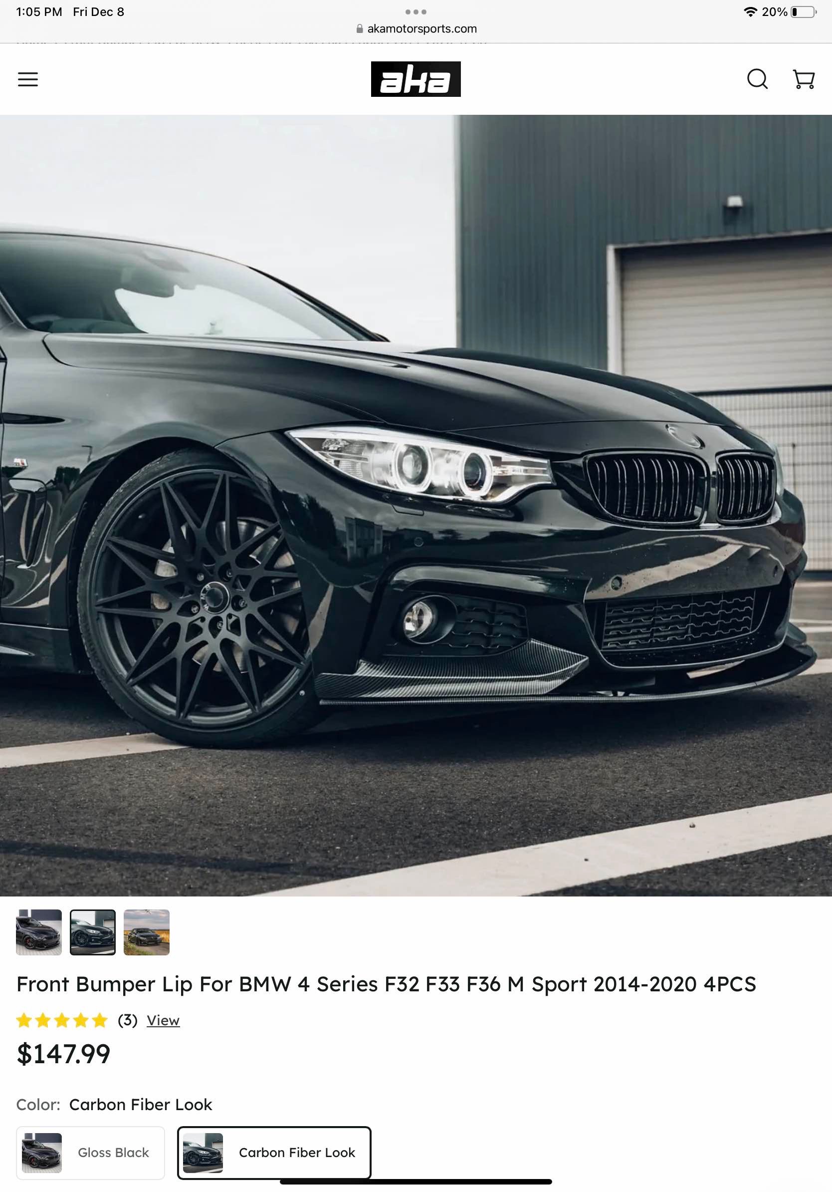 Front Bumper Lip For BMW 4 Series F32 F33 F36 M Sport 2014-2020 4PCS